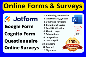 create online forms, surveys, jotform, google form, questionnaire, cognito form