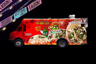 design a mexican food truck, semi truck ,caravan boat, car and vehicle wrap