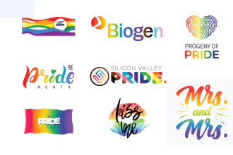 design, redesign modern pride, lgbtq, feminine logo in rainbow theme
