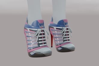 make realistic 3d shoes and footwear for secondlife and render