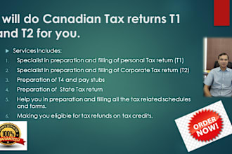 prepare canadian tax return t1 and t2