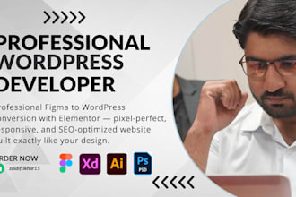 convert figma, PSD, or ai to wordpress elementor website