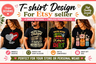 create custom typography tshirt design for merch from amazon and etsy