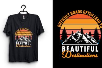 create outdoor hiking and summer t shirt design for the printify printful