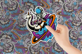 do custom sticker, patch, tshirt design, and logo
