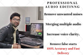 do audio editing, clean up background noise, wind, echo, repair and fix audio