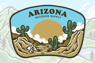 draw vintage style outdoor illustration for logo and tshirt
