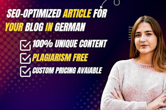write an SEO optimized article for your blog in german