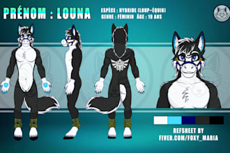 draw quick and custom ref sheets of your furry fursona characters
