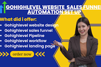 develop gohighlevel website, sales funnel, automation set up