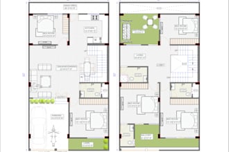 draw autocad 2d floor plan house plan  architectural drawing
