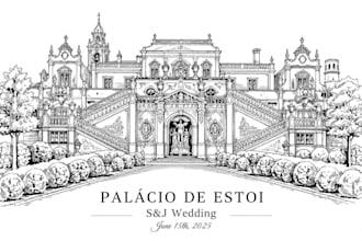 draw a custom wedding venue illustration from your photo