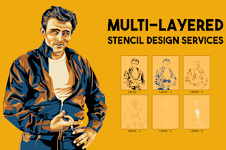 design image into multi layered stencil portrait vector art