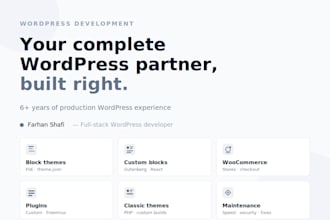develop custom wordpress plugins, gutenberg blocks and themes