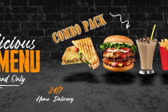 delicious burger and food menu social media banner design