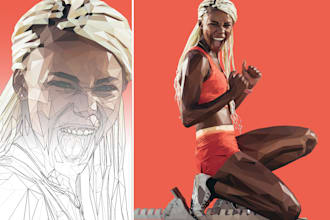 do detailed vector polygonal portraits from photo