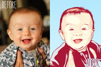 draw vector portrait with beautiful colors