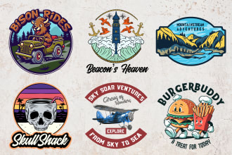 design professional vintage hand drawn, badge logo for your business