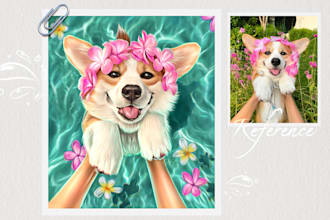 beautiful draw a pet portrait, cat portrait, dog portrait