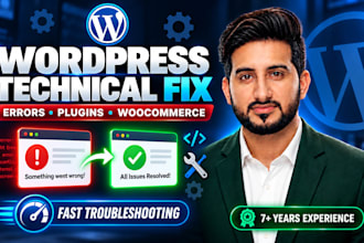 fix wordpress errors, plugin conflicts, woocommerce and PHP issues
