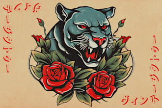 illustration in traditional tattoo or vintage graphic shirt design