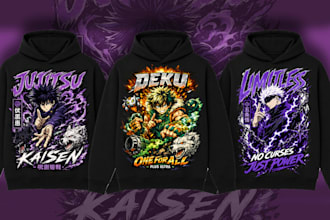 design a custom anime t shirt design for your brand