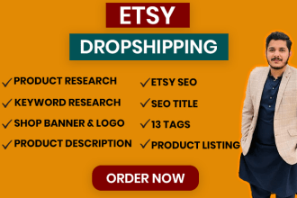 do etsy drop shipping product listing with seo title, tags and description