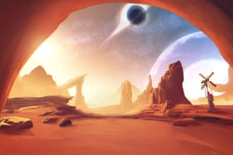 create a beautiful landscape illustration and concept background art