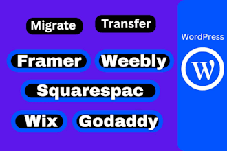 convert, transfer or migrate squarespace, godaddy, weebly,  wix to wordpress
