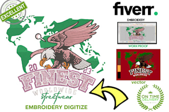 embroidery digitizing into dst, pes, jef, emb designs files