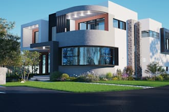 do 3d house exterior design and 3d rendering
