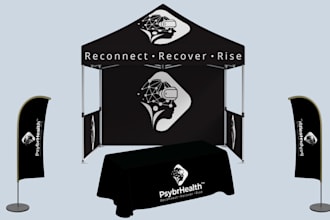 design tent, table cover, flag and canopy tent