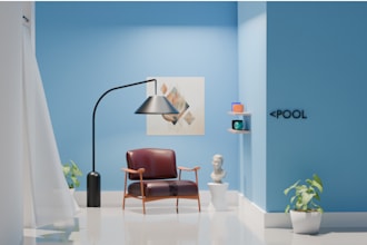 design and render 3d interior, exterior by blender