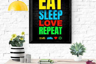 design typography poster, wall art, and word cloud