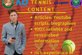 write a professional tennis youtube script or article for your blog