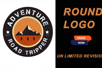 design round sticker, badge, logo, label, patch, decal design