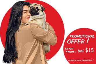 draw your pet and owner into a cartoon portrait