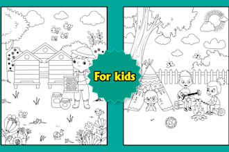 draw creative and funny coloring book page for kids