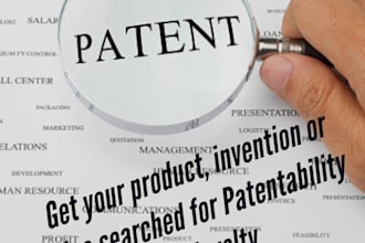 conduct patentability and novelty search for your product, invention or idea
