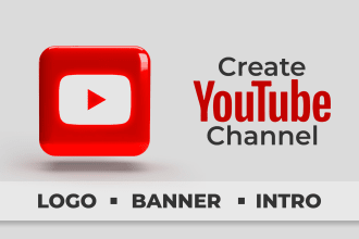 create, setup youtube channel with logo, art, intro, outro