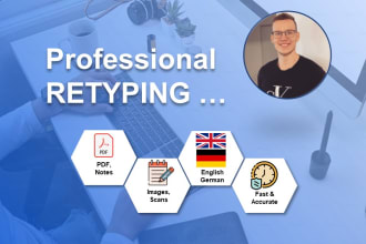professionally retype and transcribe documents in english and german