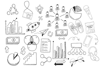 do custom doodle art illustration, line art doodle, wall art