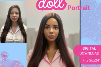 create a custom barbie doll like portrait, personalized photo editing