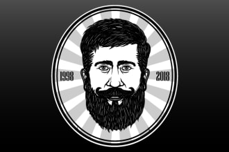 do barbershop haircutting saloon face beard growth logo