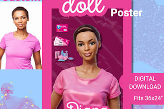 create a custom barbie in a box doll like portrait