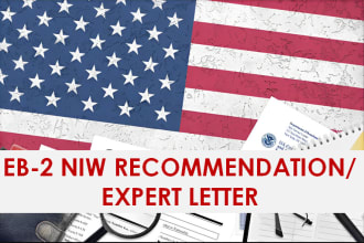 write an eb2 niw recommendation letter or expert  letter