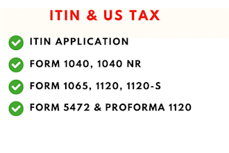 get you itin as irs caa and file 1040, 1040 nr, 5472, 1120 us tax