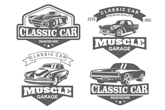 do professional vintage automotive, auto detailing and car detailing logo design