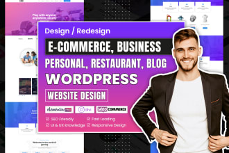 design redesign ecommerce, business, restaurant, blog,personal wordpress website