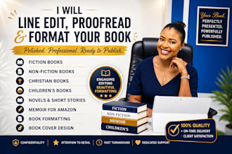 do fiction book editing, proofreading and formatting, book editor